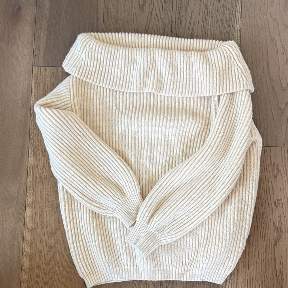 Cozy Cream Off-Shoulder Knit Sweater - Women - Small